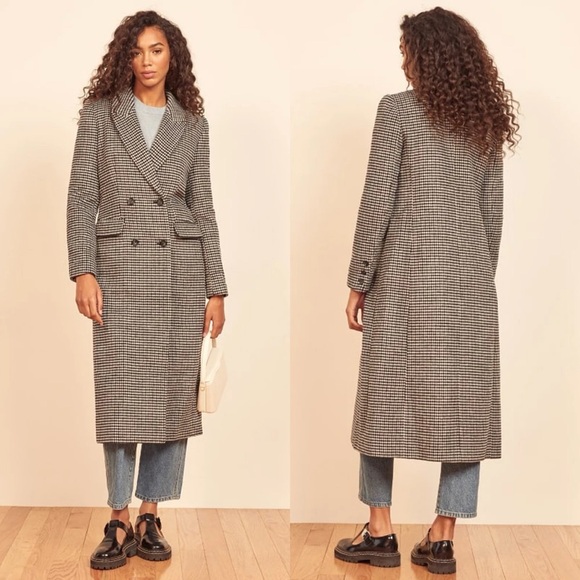 Reformation | NWOT York Coat in Black White Check Medium - Picture 2 of 12